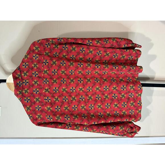 Alia Petite Women's Red Floral Button-Up Blouse Size 12 - Picture 4 of 4